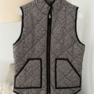 J. Crew Black and White Herringbone Vest